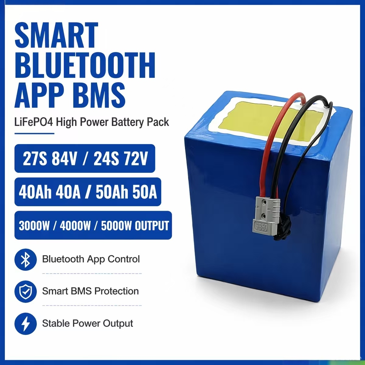 84V 50A Smart Bms Bluetooth - Paquete de baterías de litio LiFePo4