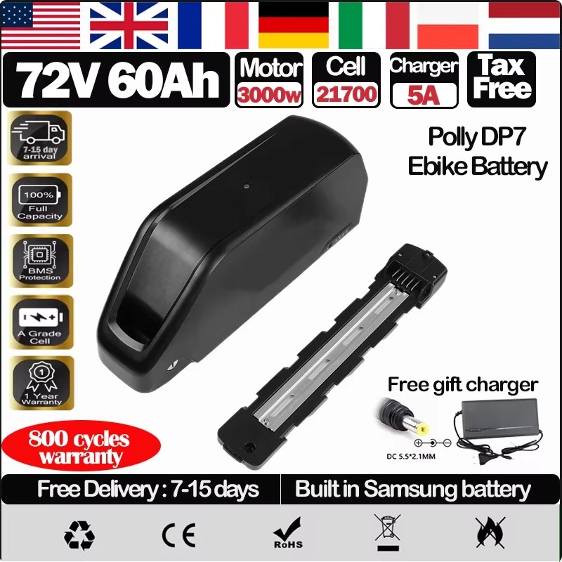 72V 50Ah 21700 Lithium Battery - 21700 72v60ah EBike batería tubo inferior