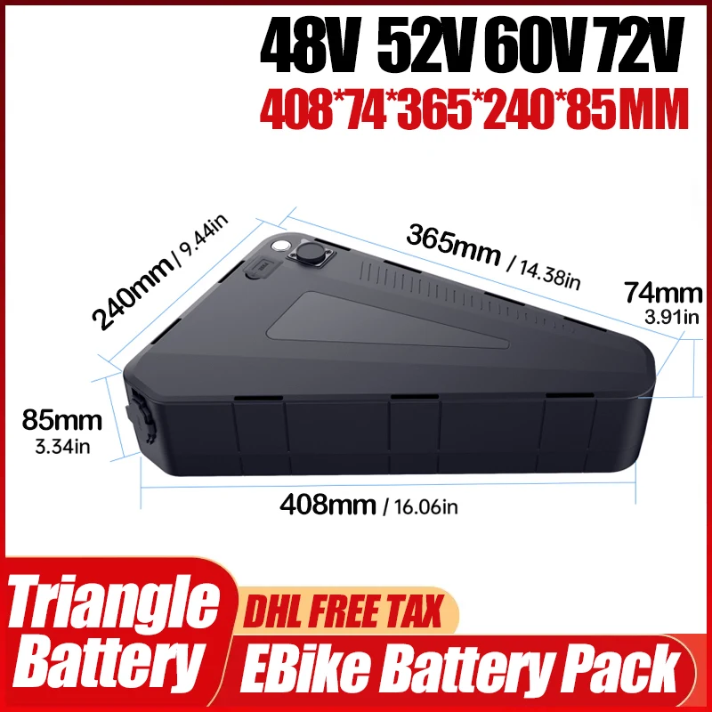 Batería triangular para bicicl - 72V 50Ah 21700 Lithium Battery reseña y precio