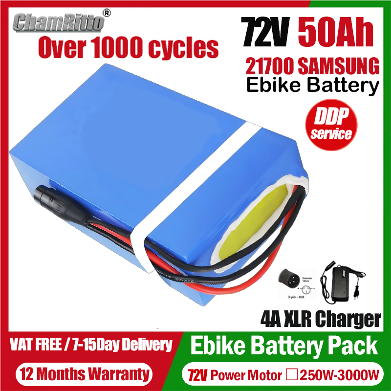 Bicicleta Eléctrica 72V Cham-R - 72V 50Ah 21700 Lithium Battery reseña y precio