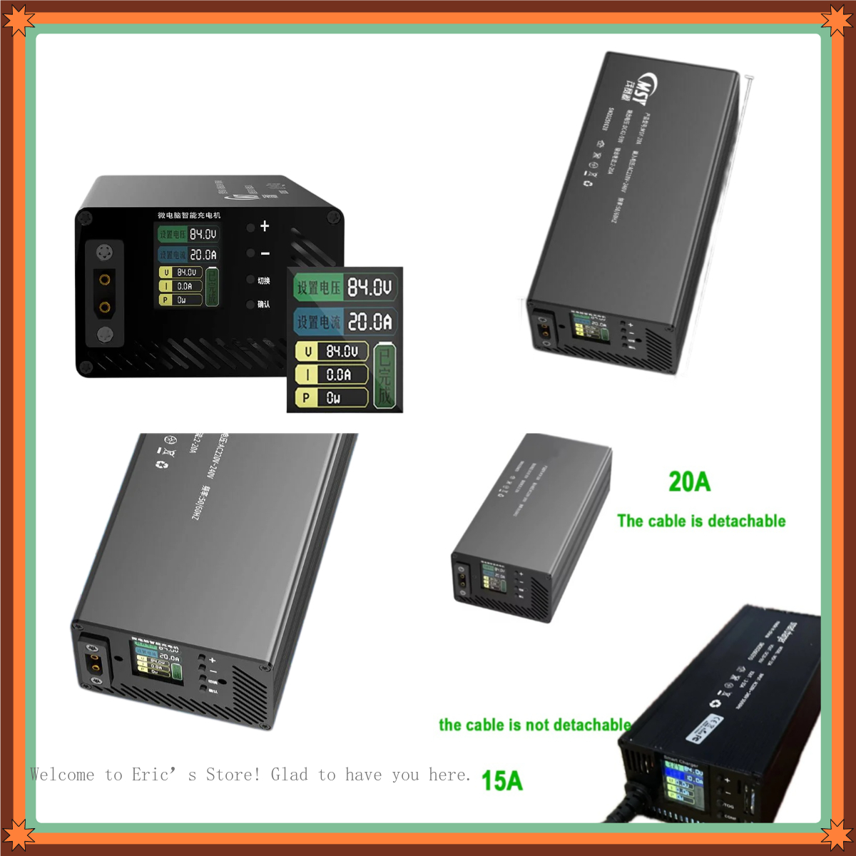 Cargador ajustable de 10-93V 2 - 84V 20A Smart Charger reseña y precio